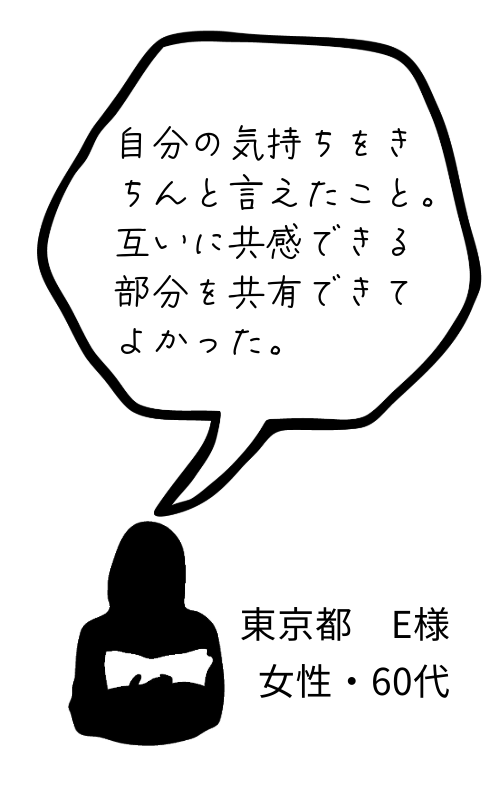 自分の気持ちをきちんと言えたこと。互いに共感できる部分を共有できてよかった。